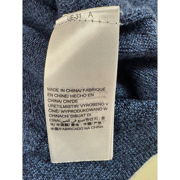 Calvin Klein Italian Merino Sweater Heathered Blue Mens Large V Neck Classic - Picture 7 of 13